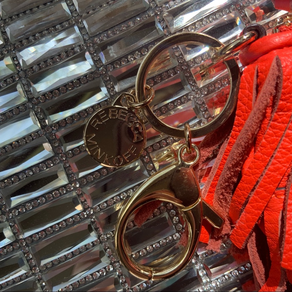 Rebecca Minkoff Orange Leather fringe mini purse Keychain/ Charm - Picture 4 of 7